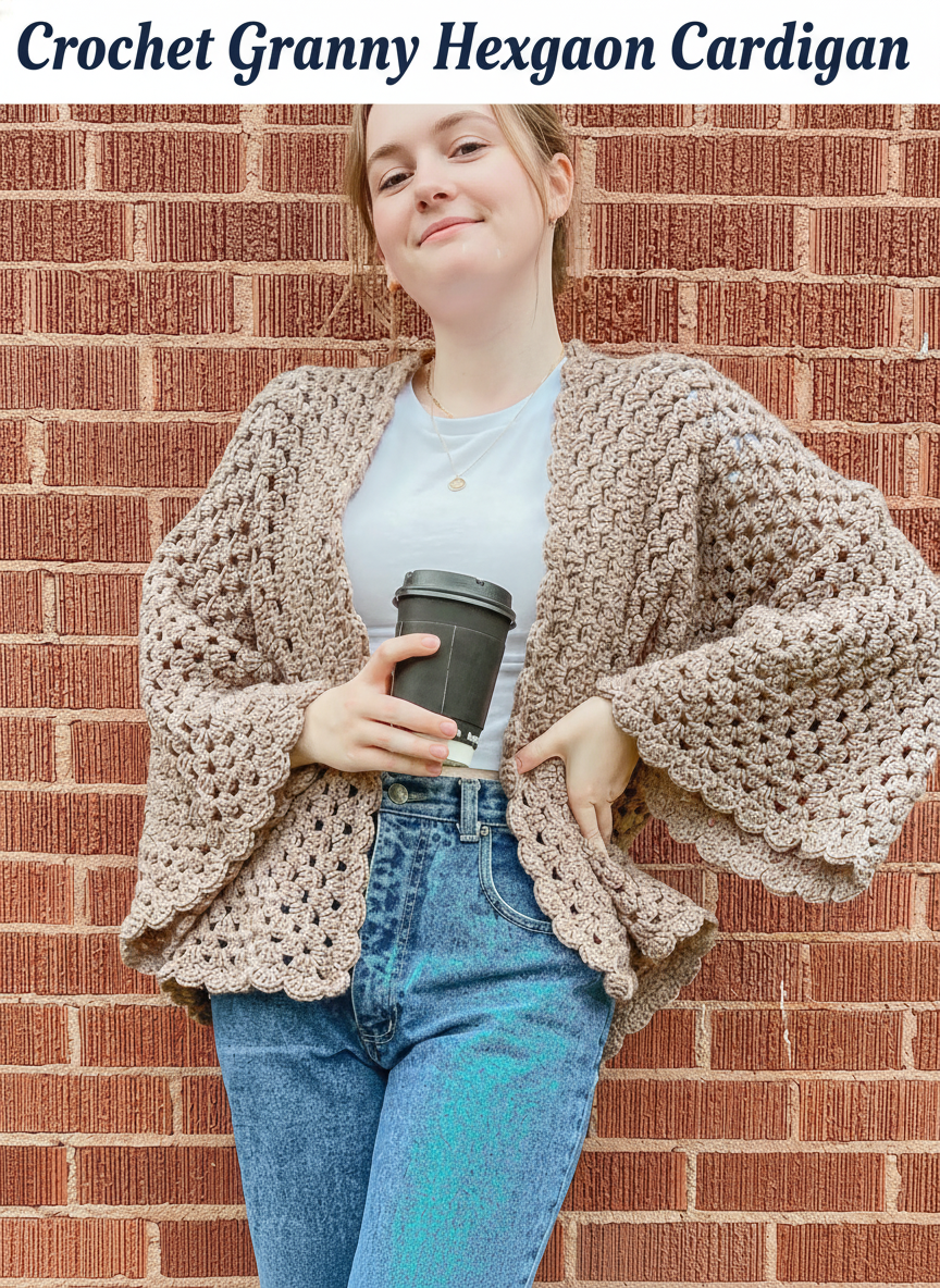 Crochet Granny Hexagon Cardigan