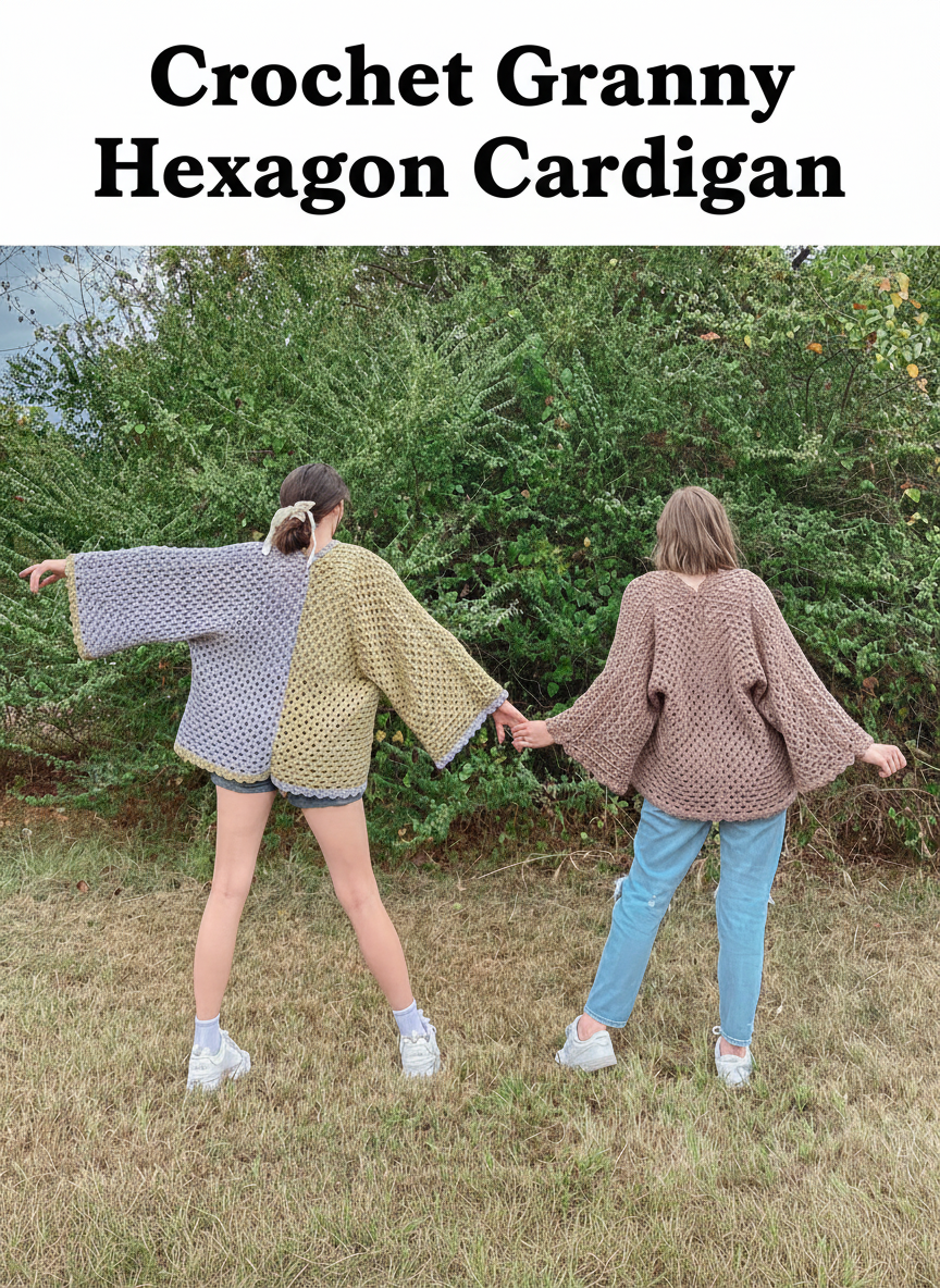 Crochet Granny Hexagon Cardigan