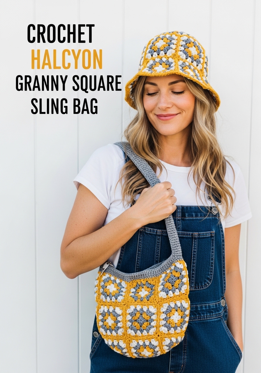 Crochet Halcyon Granny Square Sling Bag