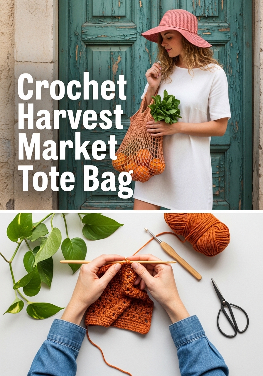 Crochet Harvest Market Tote Bag