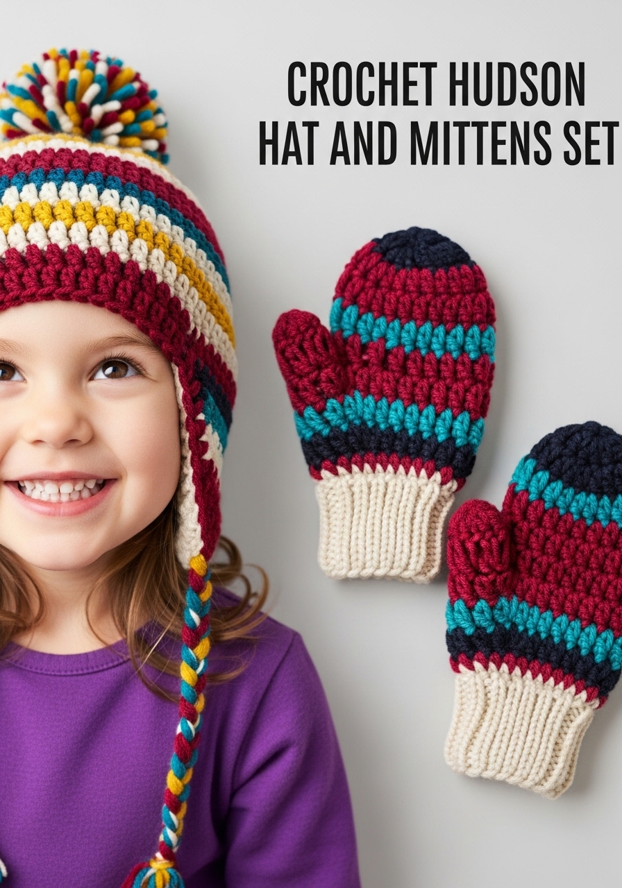 Crochet Hudson Hat and Mittens Set