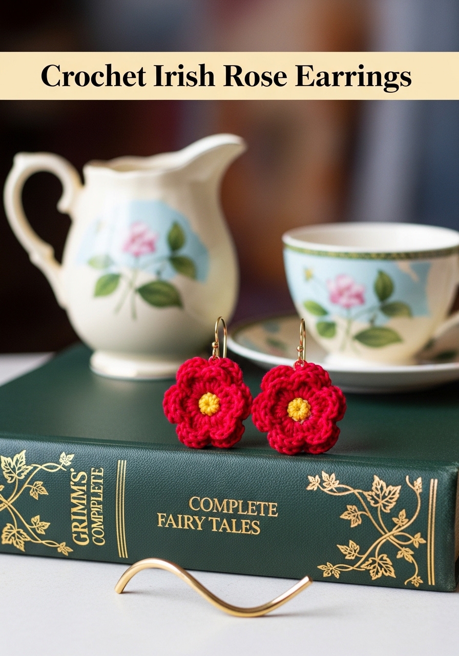 Crochet Irish Rose Earrings