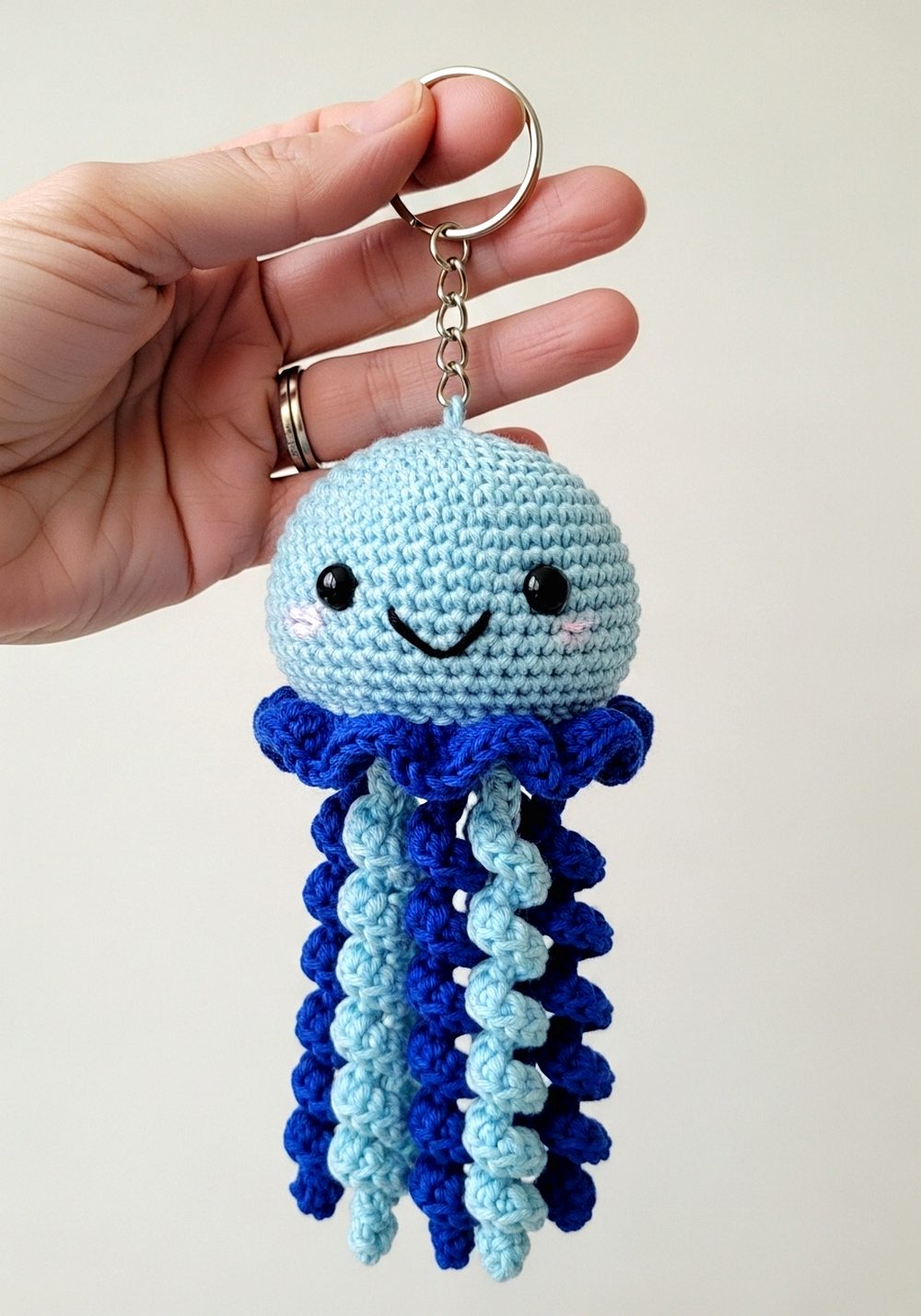 Crochet Jellyfish Keychain Charm