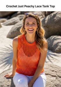 Crochet Just Peachy Lace Tank Top