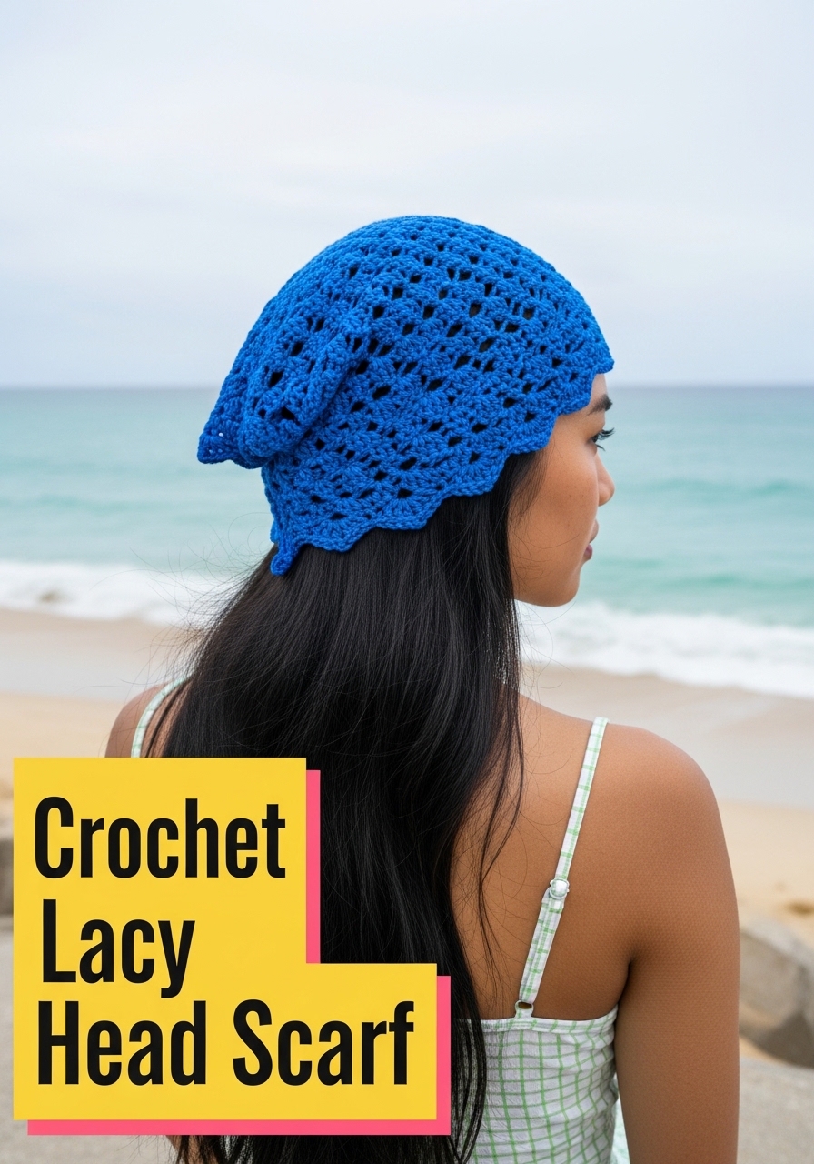 Crochet Lacy Head Scarf