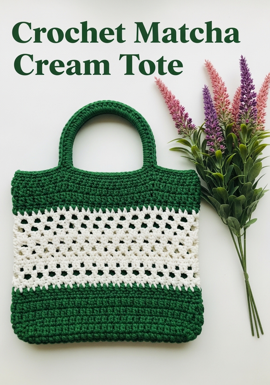 Crochet Matcha Cream Tote