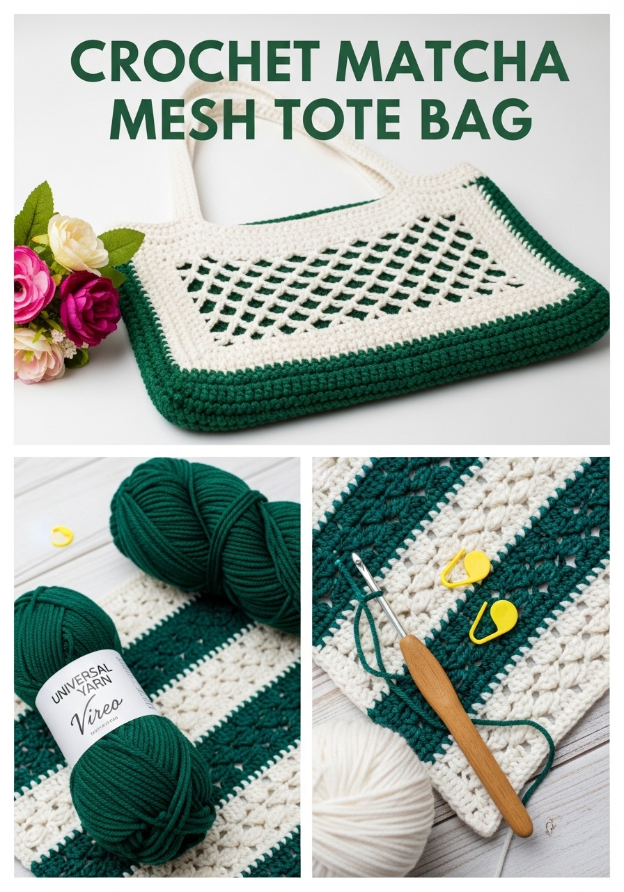 Crochet Matcha Mesh Tote Bag