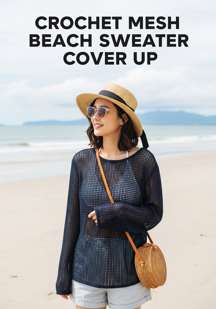 Crochet Mesh Beach Sweater Cover Up