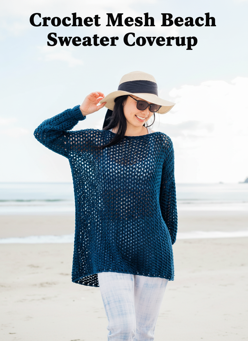 Crochet Mesh Beach Sweater Coverup