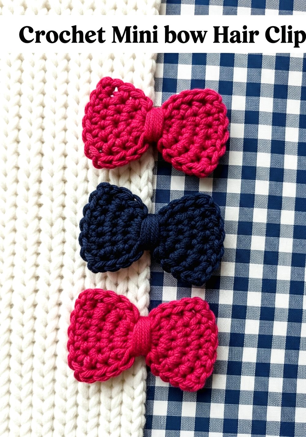 Crochet Mini Bow Hair Clip
