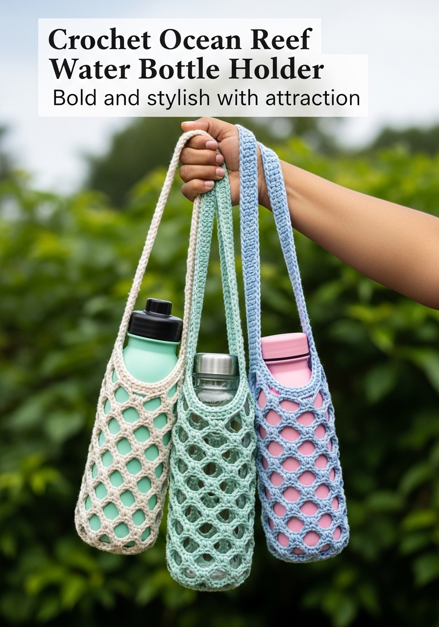 Crochet Ocean Reef Water Bottle Holder