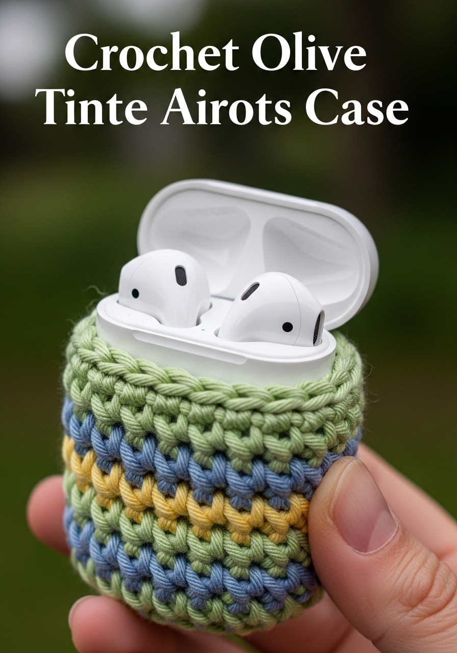 Crochet Olive Tiny Tote AirPods Case