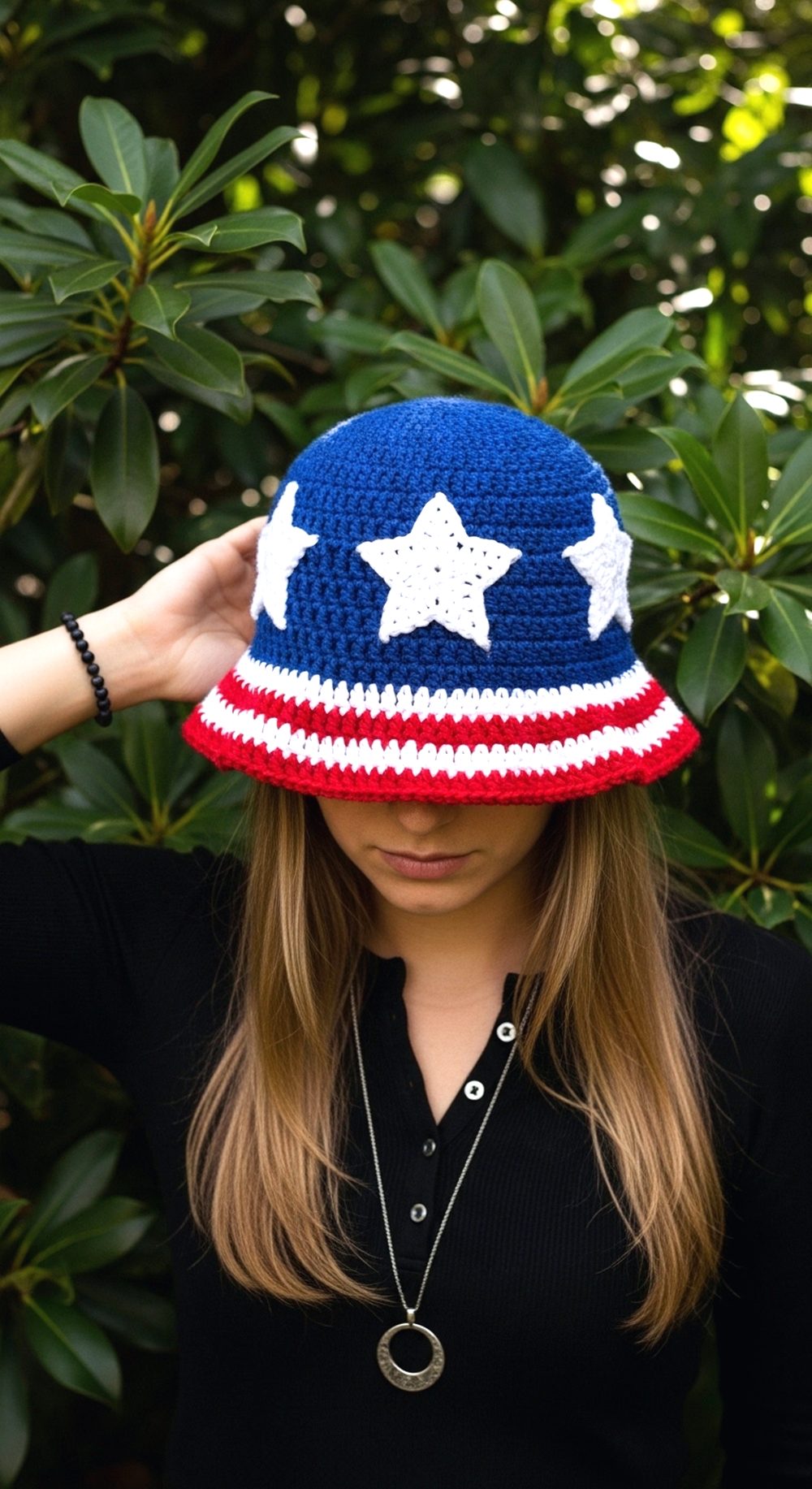 Crochet Patriotic Star Bucket Hat