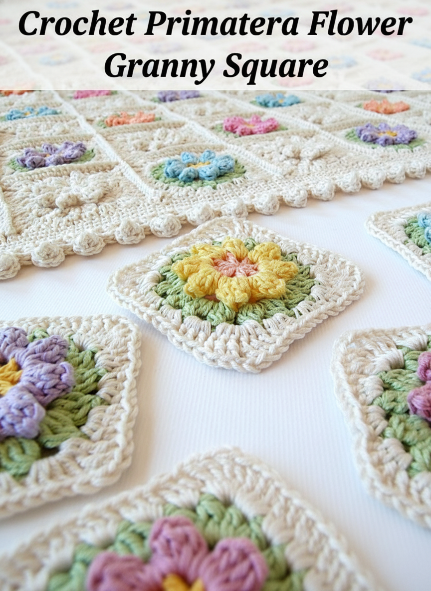 Crochet Primavera Flower Granny Square