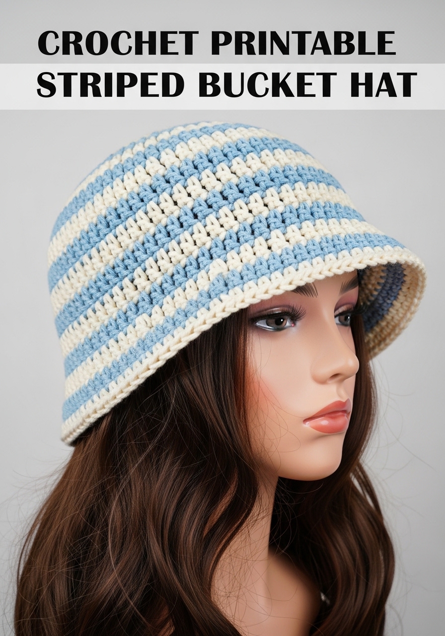Crochet Printable Striped Bucket Hat