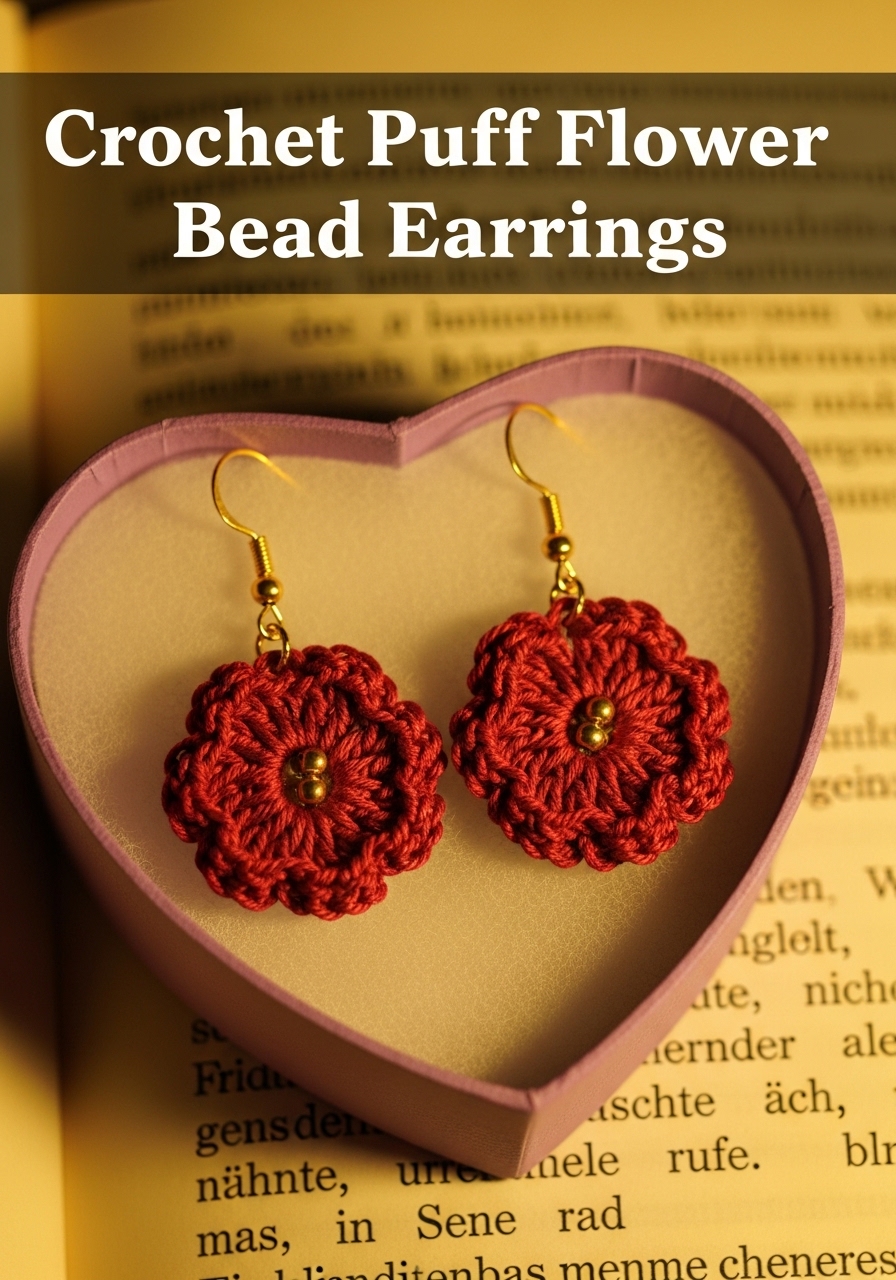 Crochet Puff Flower Bead Earrings