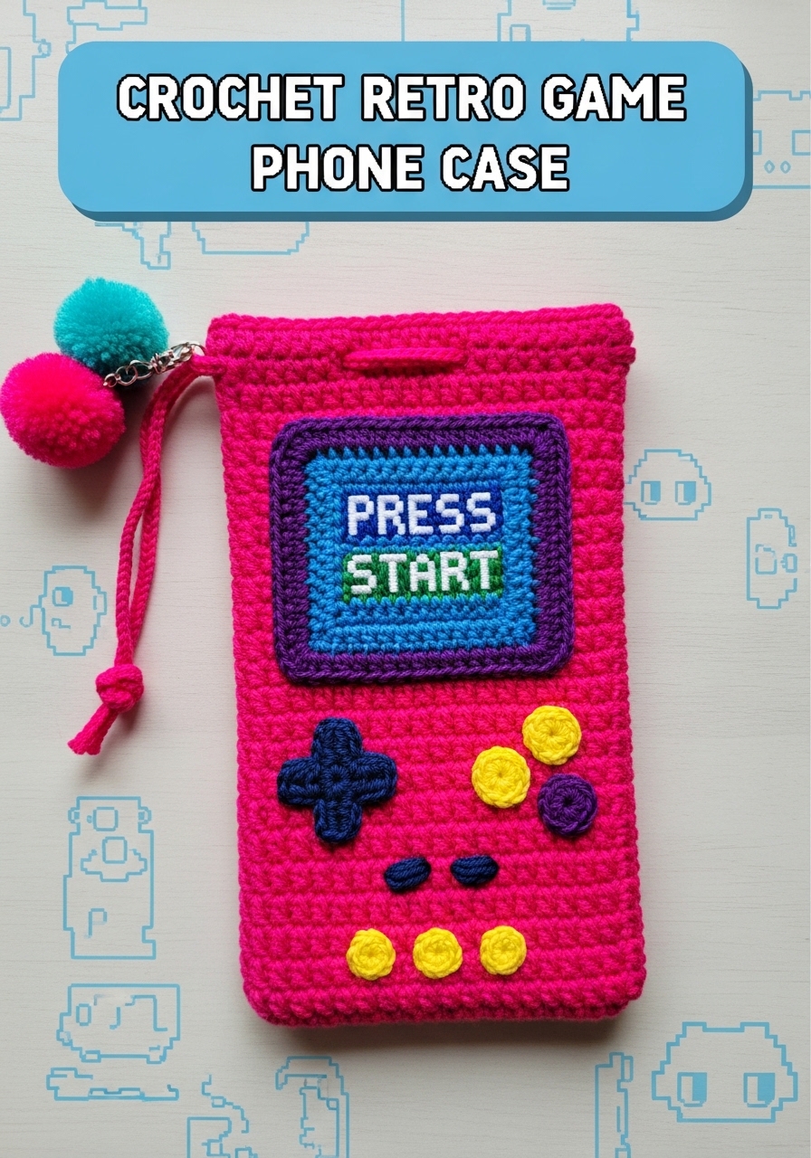 Crochet Retro Game Boy Phone Case