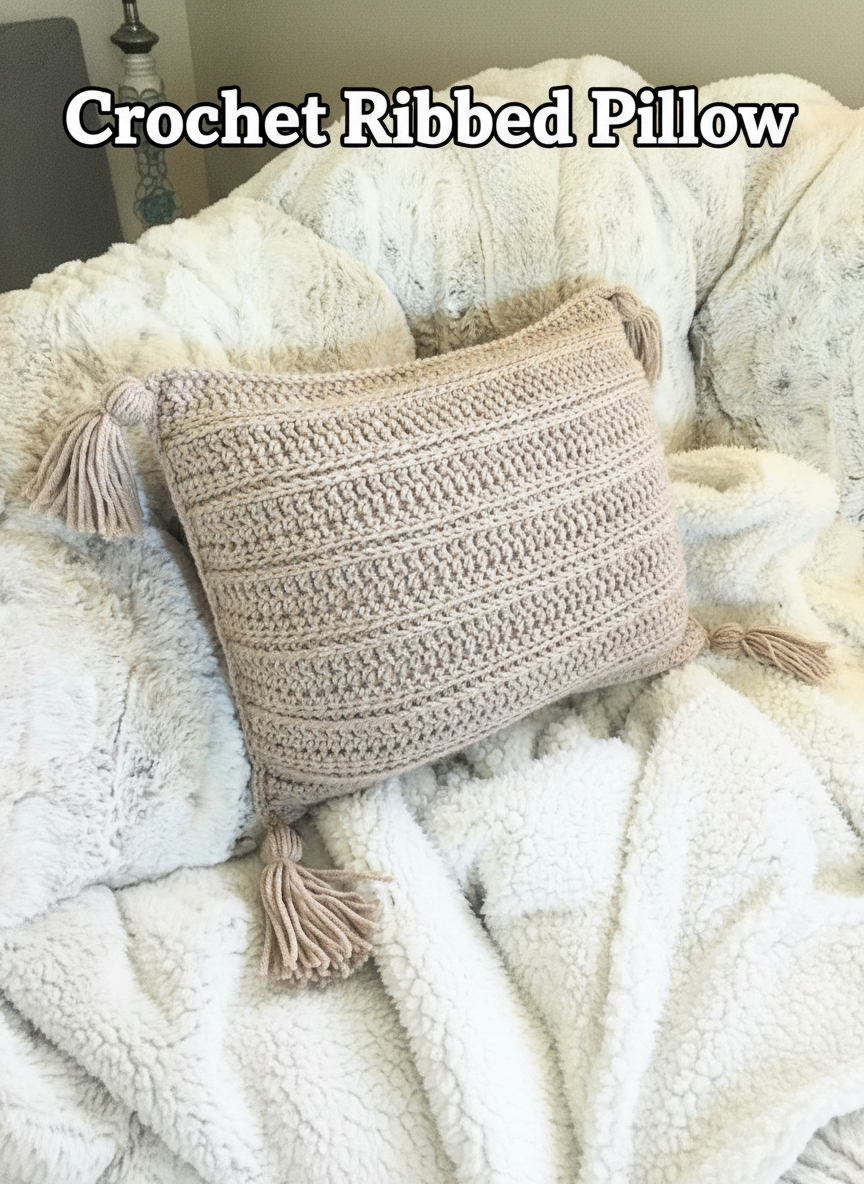 Crochet Ribbed Pillow