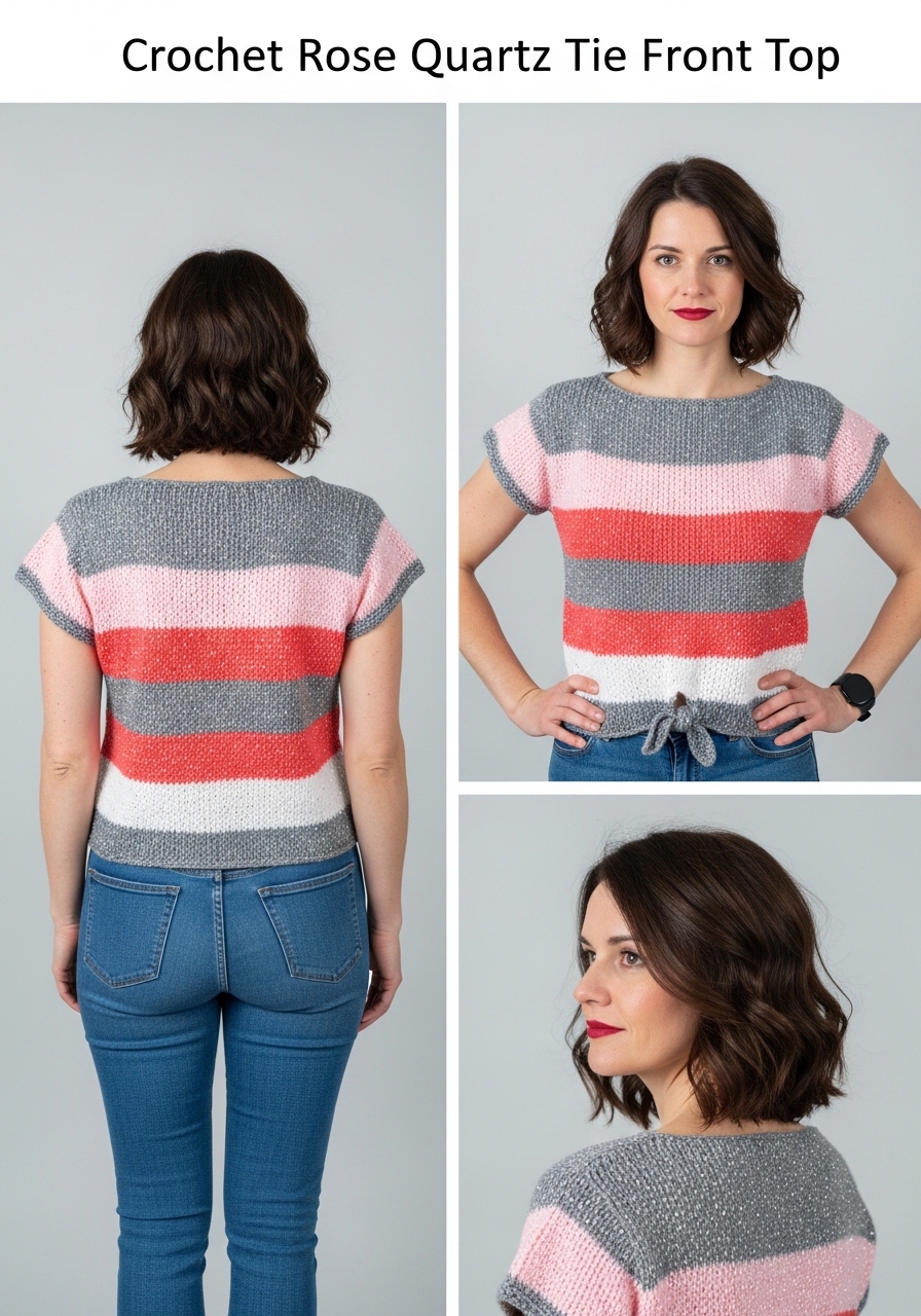 Crochet Rose Quartz Tie Front Top