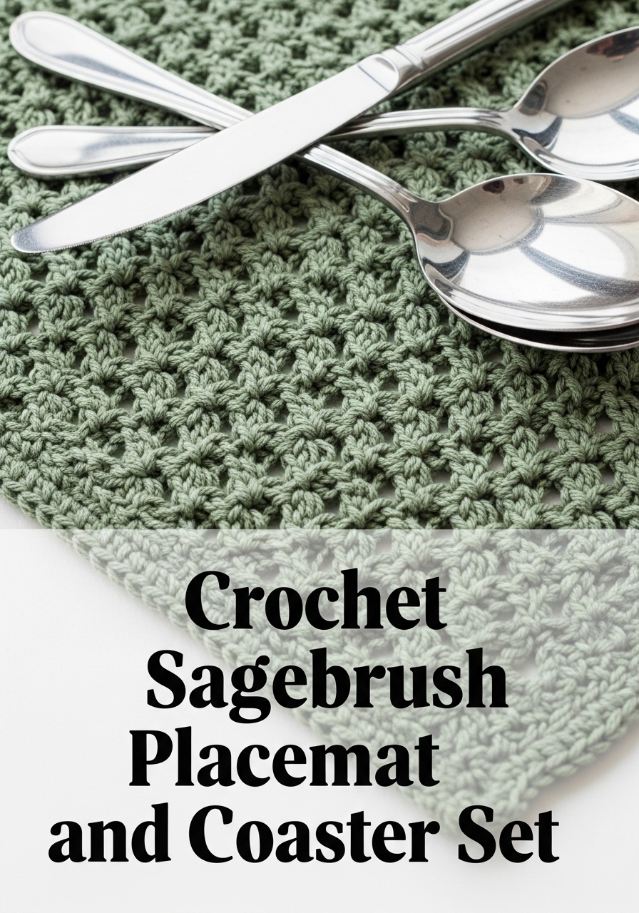 Crochet Sagebrush Placemat and Coaster Set