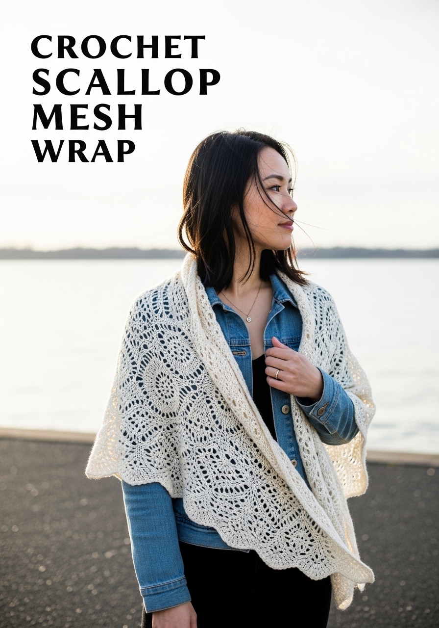 Crochet Scallop Mesh Wrap