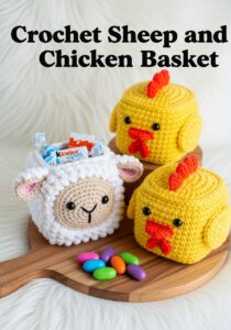 Crochet Sheep and Chicken Easter Basket
