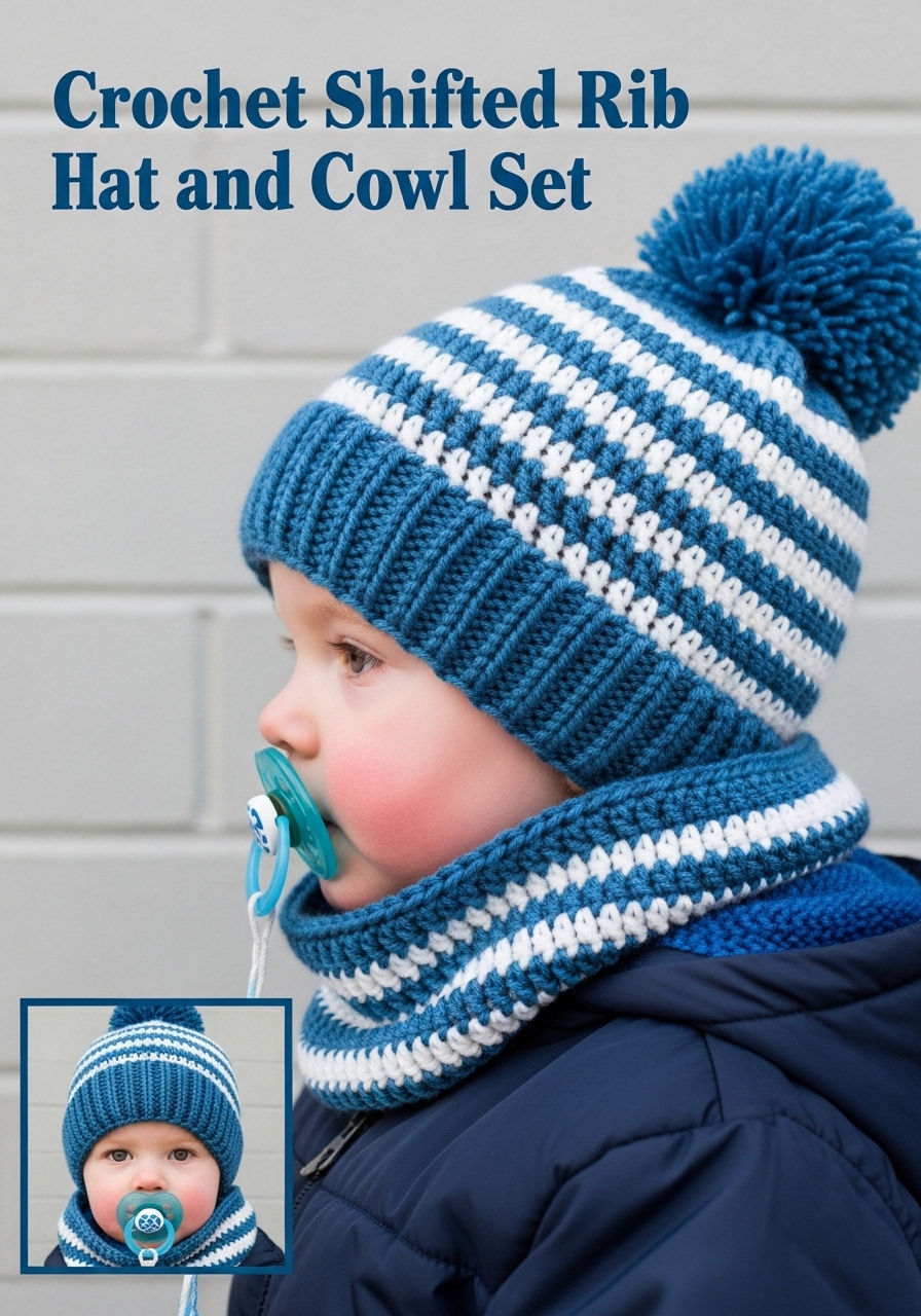 Crochet Shifted Rib Hat and Cowl Set