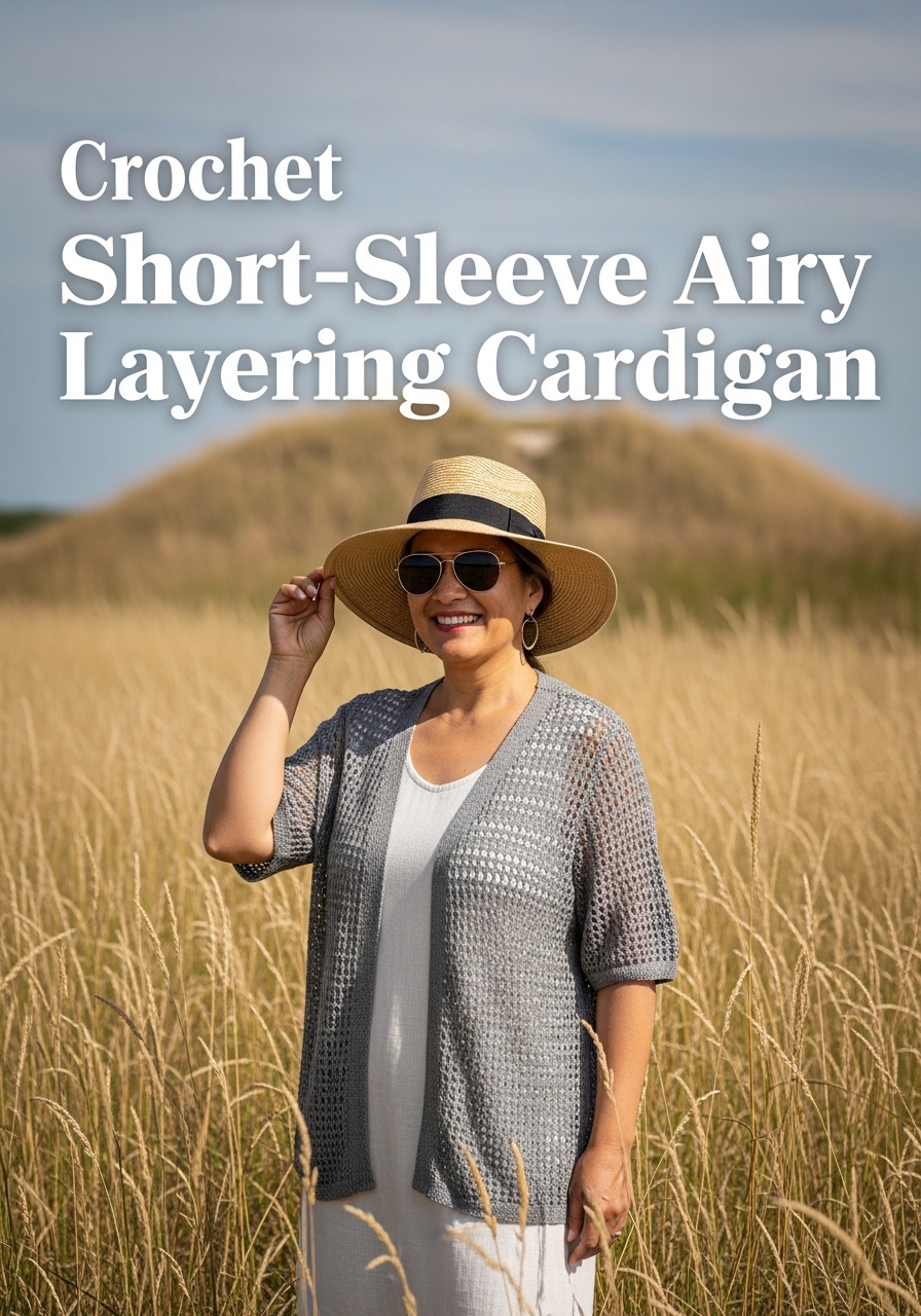 Crochet Short-Sleeve Airy Layering Cardigan