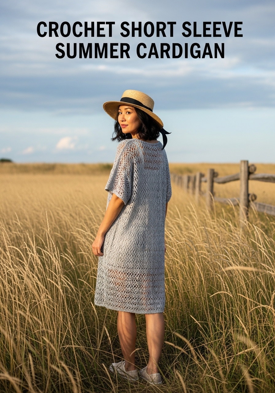 Crochet Short Sleeve Summer Cardigan