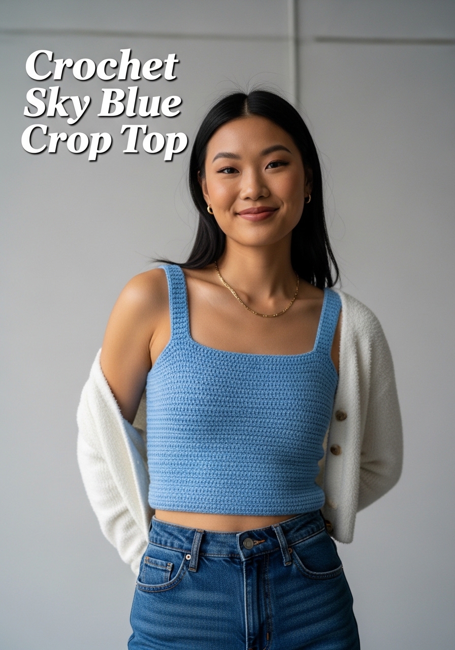 Crochet Sky Blue Crop Top