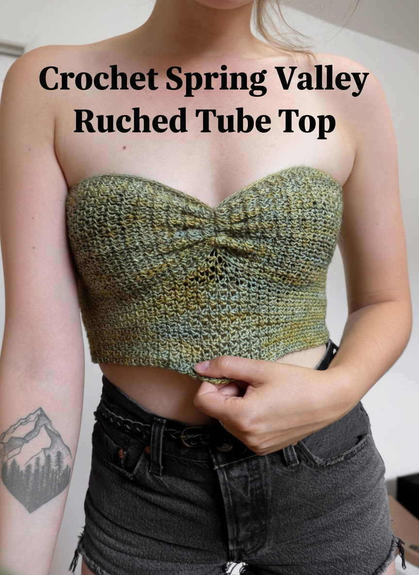 Crochet Spring Valley Ruched Tube Top