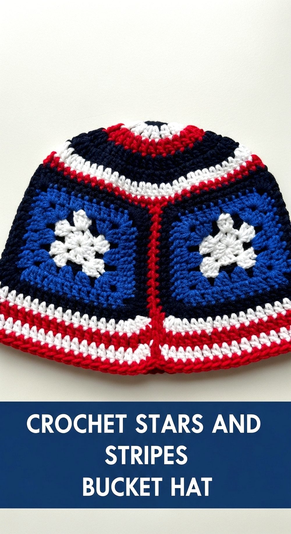 Crochet Stars and Stripes Bucket Hat