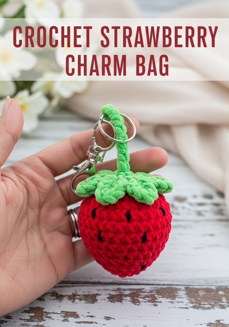 Crochet Strawberry Charm Bag