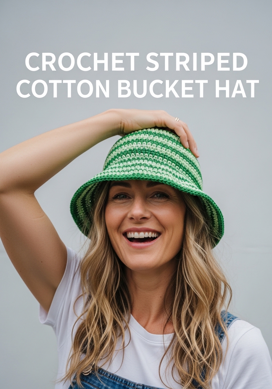 Crochet Striped Cotton Bucket Hat
