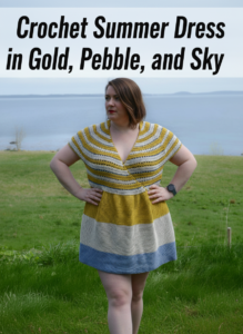 Crochet Summer Dress in Gold, Pebble, and Sky
