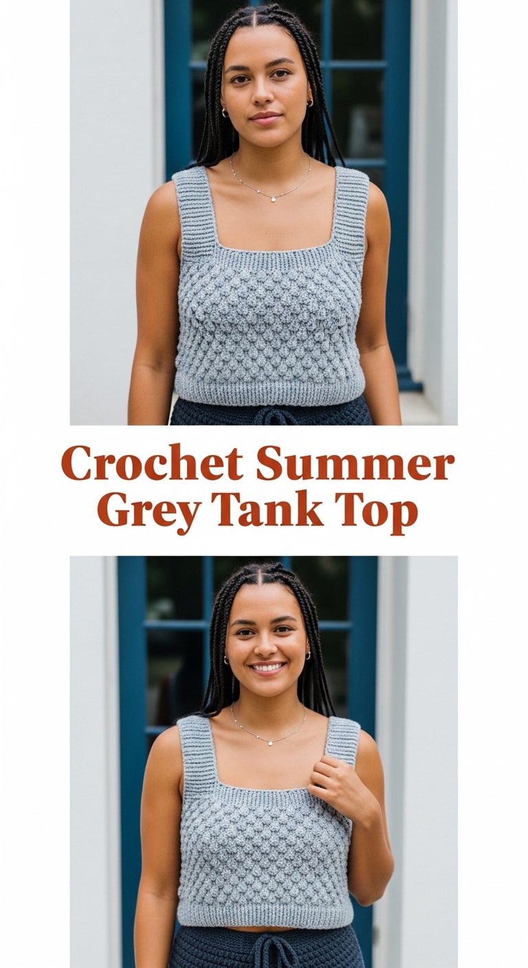Crochet Summer Grey Tank Top