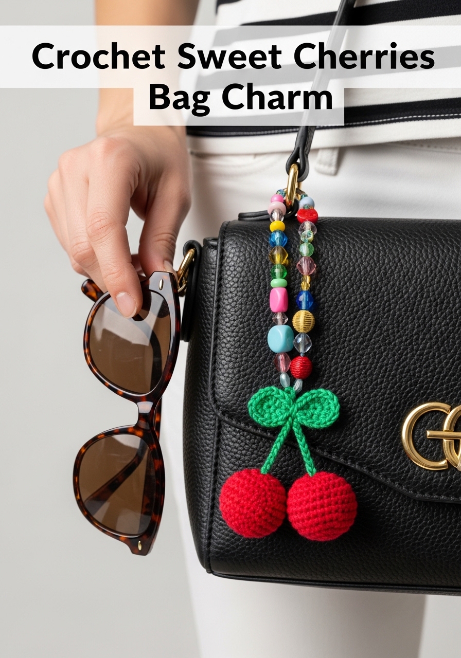Crochet Sweet Cherries Bag Charm