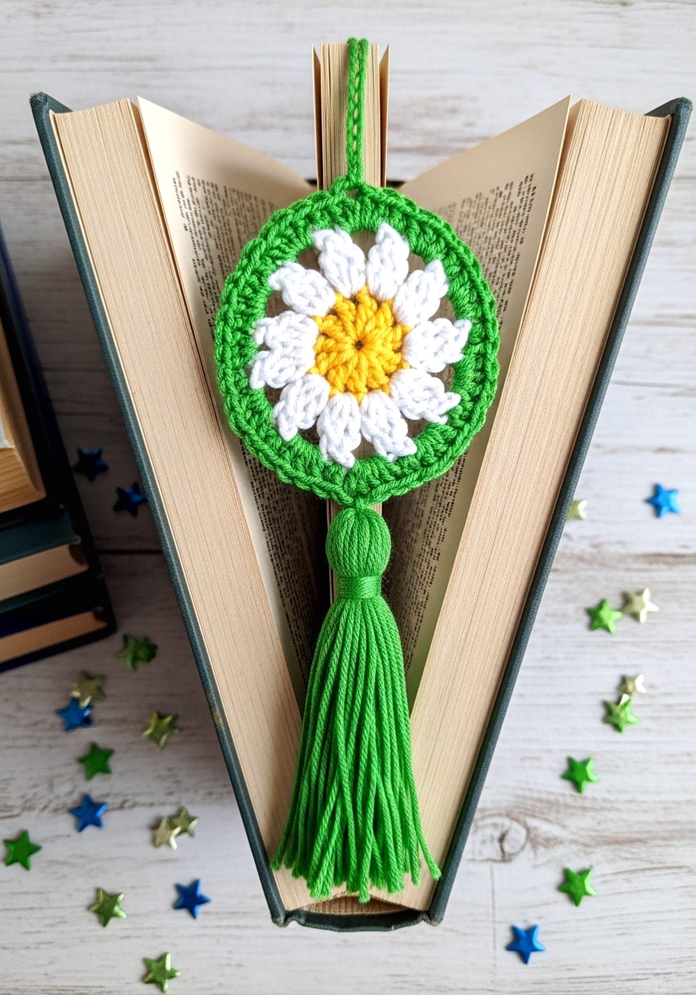 Crochet Tassel Daisy Medallion Bookmark