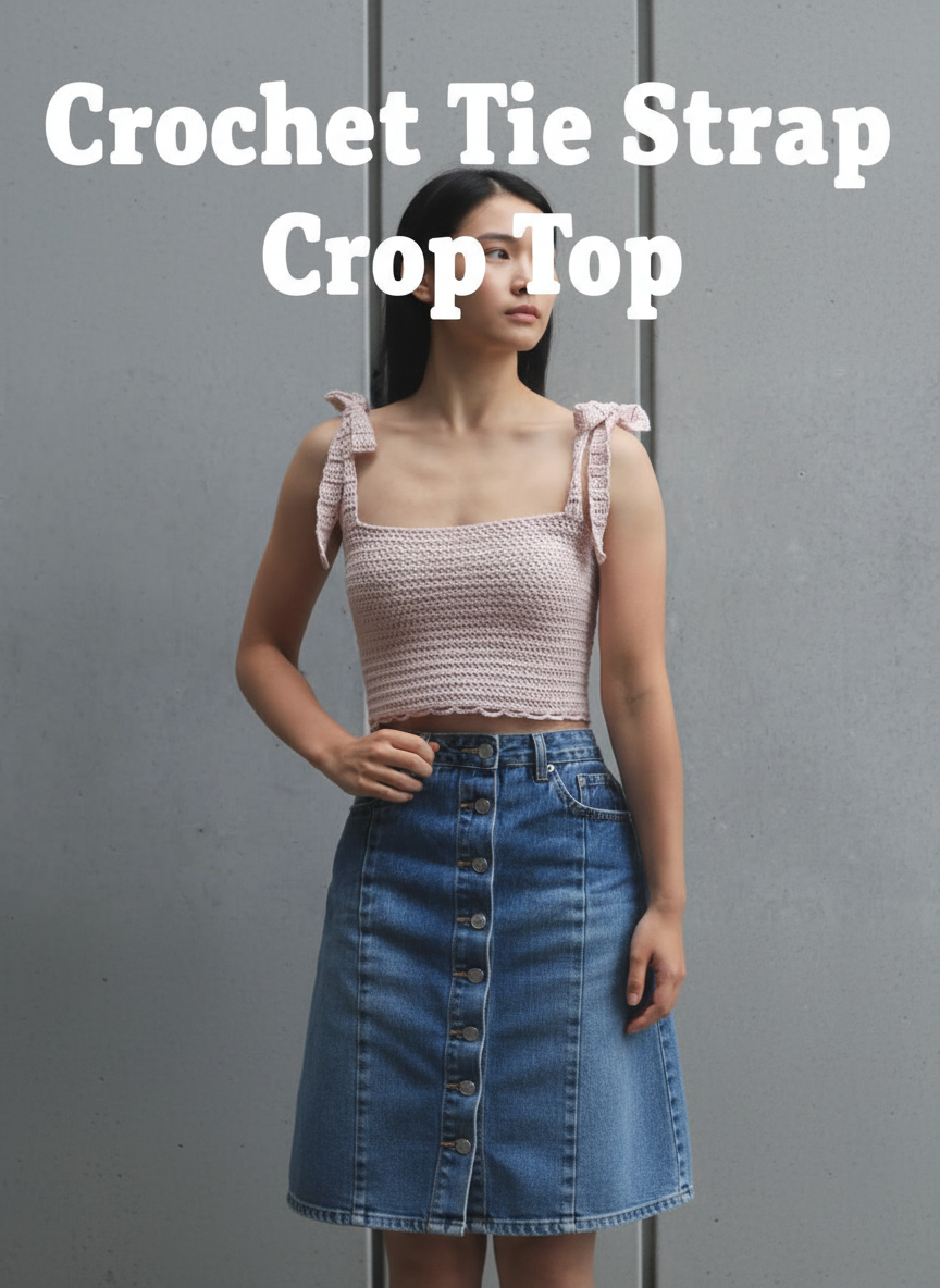 Crochet Tie Strap Crop Top