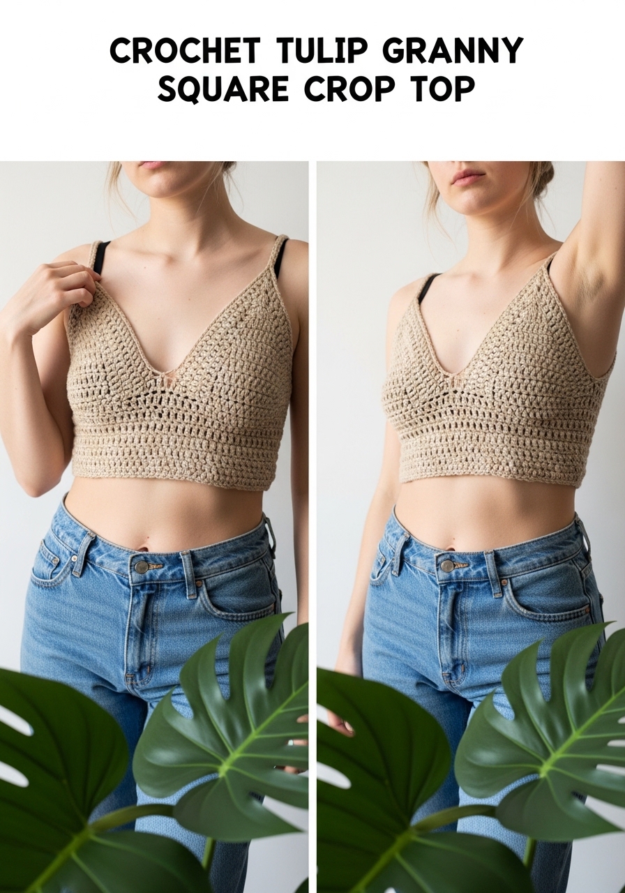 Crochet Tulip Granny Square Crop Top
