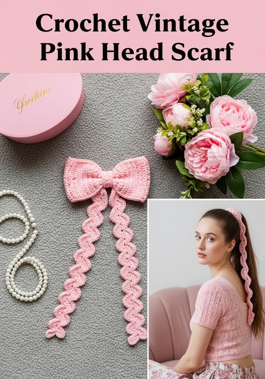 Crochet Vintage Pink Head Scarf