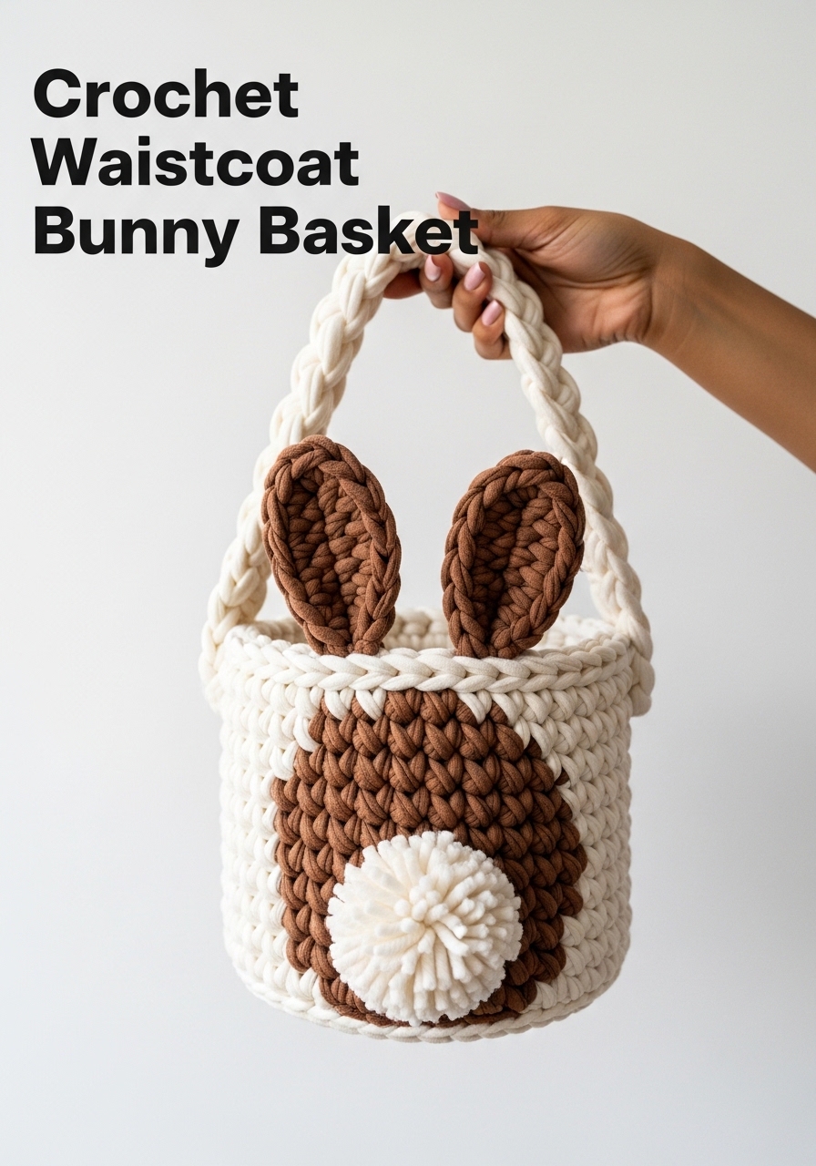 Crochet Waistcoat Bunny Basket