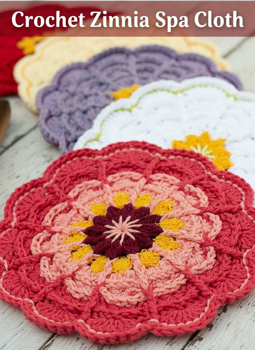 Crochet Zinnia Spa Cloth