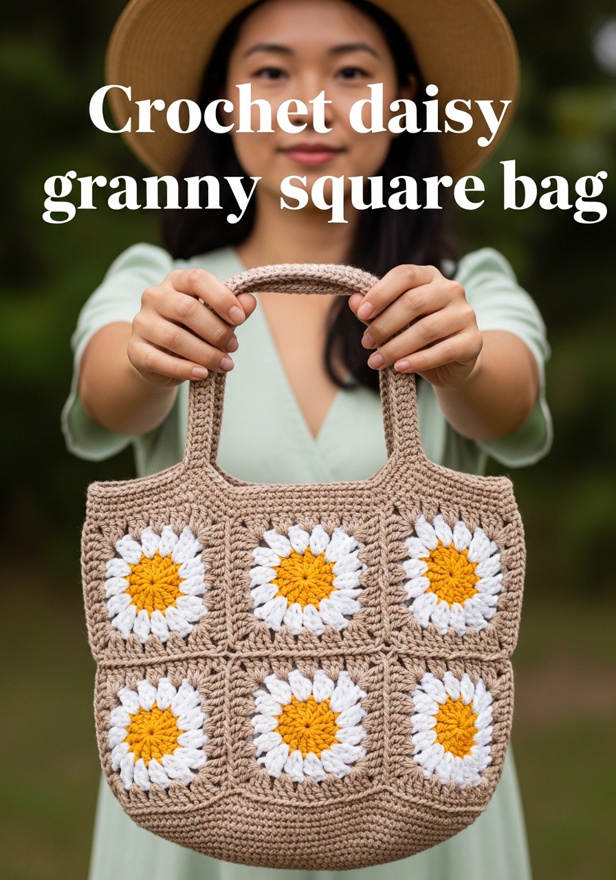 Crochet daisy granny square bag