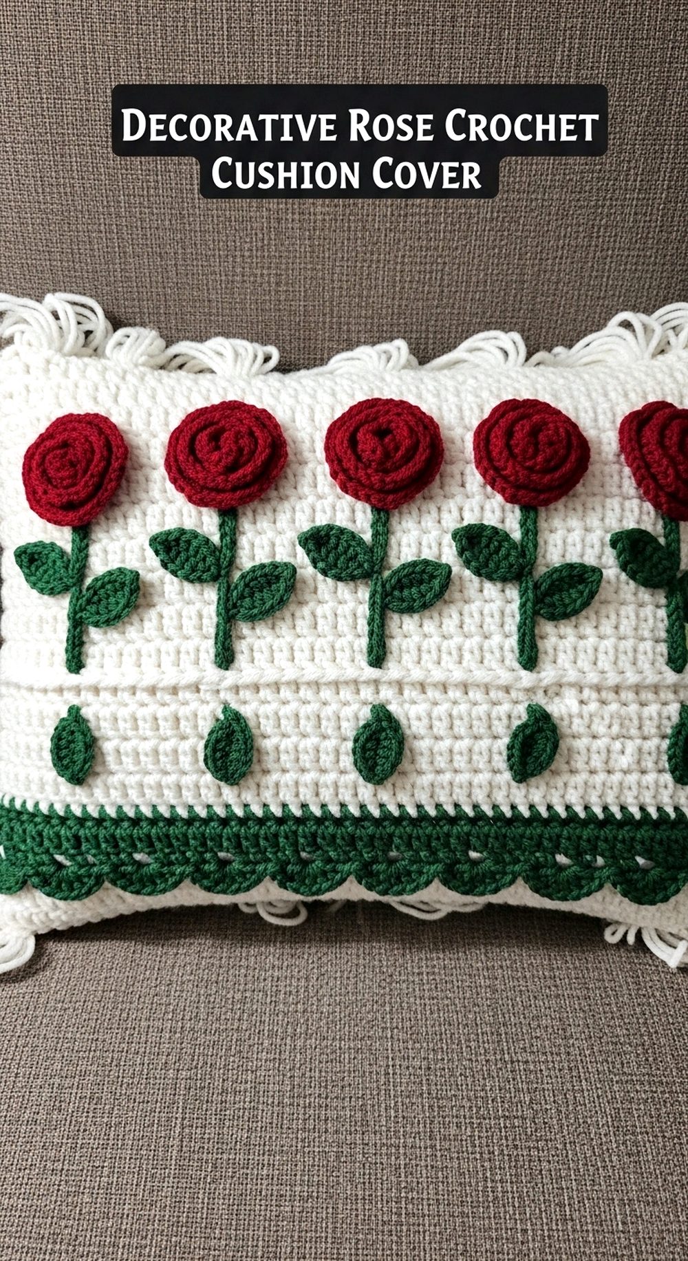 Decorative Rose Crochet Cushion Cover