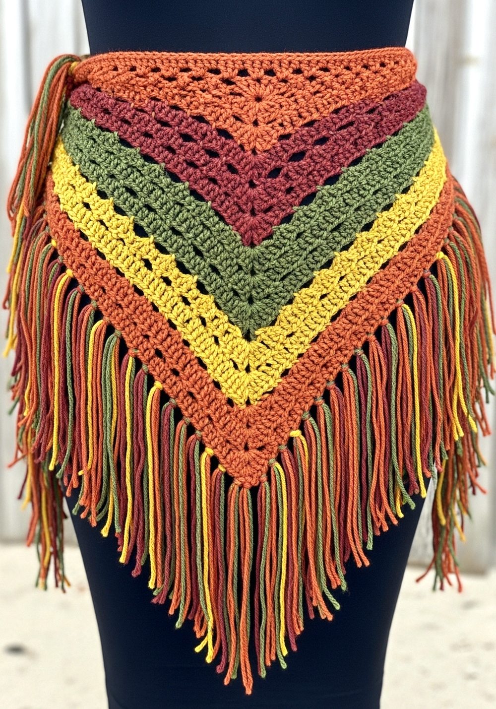 Love Knot Crochet Triangle Hip Scarf