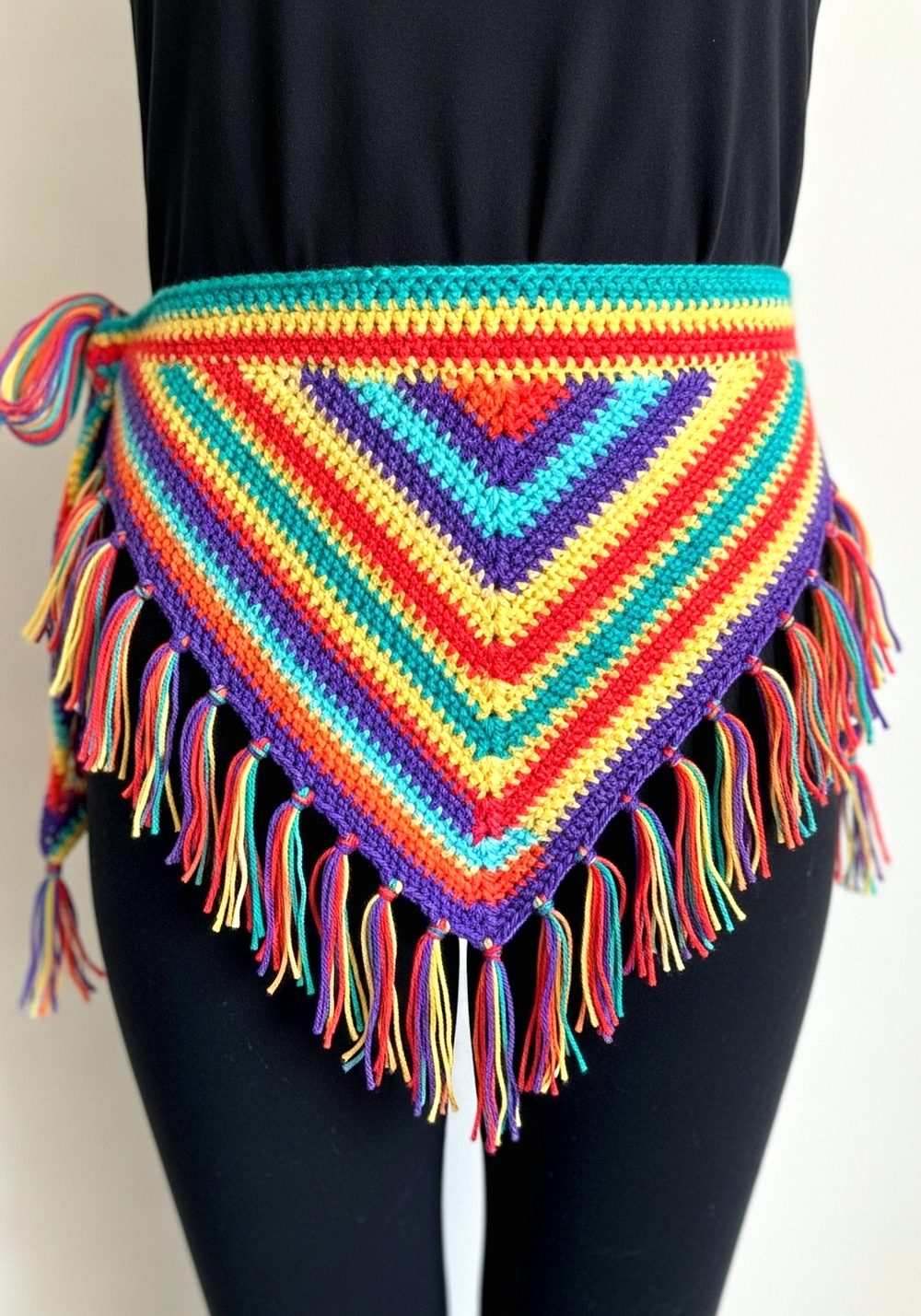Parrot Stripe Crochet Triangle Hip Scarf
