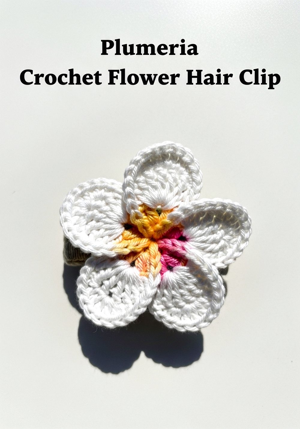 Plumeria Crochet Flower Hair Clip
