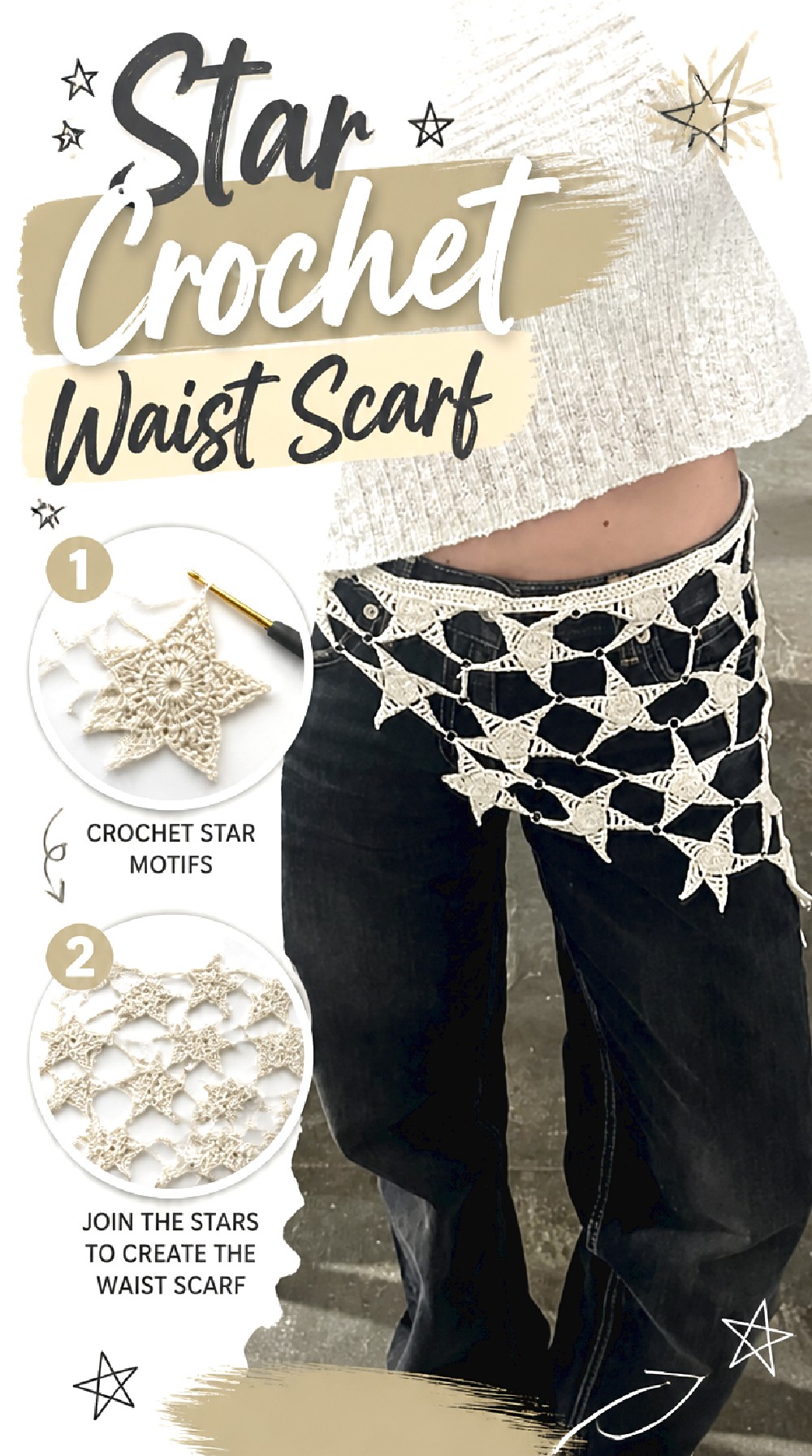 Star Crochet Waist Scarf