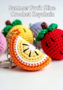 Summer Fruit Slice Crochet Keychain